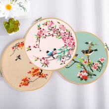 Santune Embroidery Kit,3 Sets Cross Stitch Kits For Beginners,Needle Point Needlepoint Kits For Adults With Cute Flowers And Clear Instructions - Cut Bird Series - 查看 2