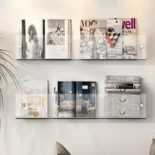 1pc Acrylic Magazine Rack Wall-Mounted Bookshelf, Document Storage Rack, Brochure Display Shelf Suitable For Waiting Room, Living Room, Office, Home - Transparent - View 7