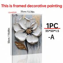 1 Pieza Pintura al óleo de flor blanca grande en 3D, Pintura de flor con textura gruesa en 3D, Arte de pared con textura floral, Arte en lienzo floral, Decoración de arte moderno para sala de estar, Arte botánico floral para decoración del hogar, Regalo, Decoración creativa de pared para el hogar, Dormitorio, Sala de estar, Cocina, Baño, Cafetería