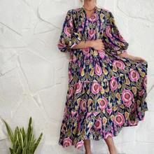 Chic Bohemian Dress - Unleash Your Inner Goddess With Stunning Patterns, Comfort Fit, And Endless Styling Options For Any Event - 粉色 - 查看 1