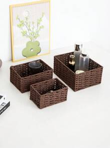 Cestino intrecciato per uso domestico, cestino di immagazzinaggio intrecciato con corda di carta, adatto per salotto, camera da letto, per contenere giochi di bambini, cestino di immagazzinaggio da tavolo