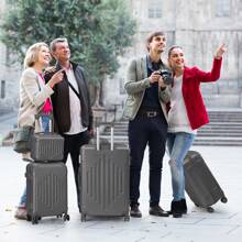 5 Piece Suitcase Set With Corner Protectors, 12/16/20/24/28 Inch Durable Hard Shell 360 Degree Spinner Wheels Large Capacity Multifunctional Lightweight Travel Suitcase - 深灰色 - 查看 10