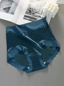 3pcs Satin Seamless High-Waisted Comfortable  Gusset Briefs For Women - Multicolor - View 2