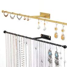 1个壁挂式首饰收纳架，可放置项链、耳环、手镯、戒指、发带、眼镜，含螺丝，旅行收纳整理架 - 彩色 - 查看 12