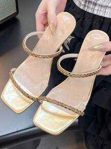 New Rhinestone Strap High Heel Transparent Fairy-Style Sandals