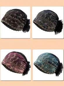 1pc Women Summer Lace Beaded Flower Decor Headband, Fashion Versatile Headwrap, Suitable For Daily Use - A - View 1