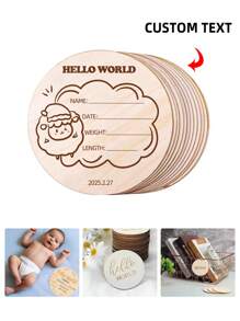 1pc Baby Commemorative Card Child Milestone Photo Wood Chip Text Customization, Crafts Jewelry In The Wind Wood Chip Creative DIY Original Wood Chip Shooting Props Single-Side Laser Engraving Gifts Birthday Graduation