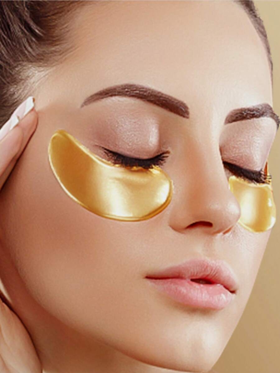 10/20/30pcs Gold-Color 7.5g/Pair Collagen & Seaweed Gold Extract Eye Mask Patches, Moisturizing & Revitalizing Eye Care - Gold - View 1