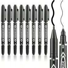 5 pièces Ensemble de marqueurs permanents à double pointe - pointes fines vibrantes, préhension ergonomique, encre, convient pour les fournitures scolaires, la papeterie mignonne, la rentrée scolaire, l'écriture, le dessin et la création artistique - Multicolore - Voir 11