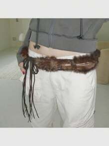 New Y2K Style Fluffy Belts, Rope Tied Fuzzy Waist Belts, Personalized Versatile INS Popular Summer, School