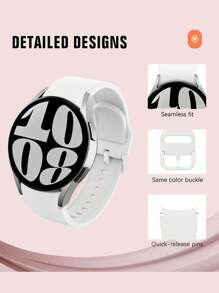 兼容三星 Galaxy Watch 7 FE 6 5 4 40mm 44mm / Watch 5 Pro 45 44mm / Watch6 43mm / Watch4 Classic 46mm，20mm 户外运动和瑜伽健身超薄柔软舒适防汗防水硅胶表带，男女适用，白色 - 白色 - 查看 5