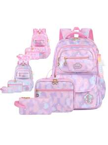 3 Pieces/Set Girls School Backpack With Lunch Bag And Pencil Case, Outdoor Travel Bag, Large Capacity Lightweight Student Schoolbag, Back To School Essential, Suitable For Teenage Girls Students At School And Daily Use