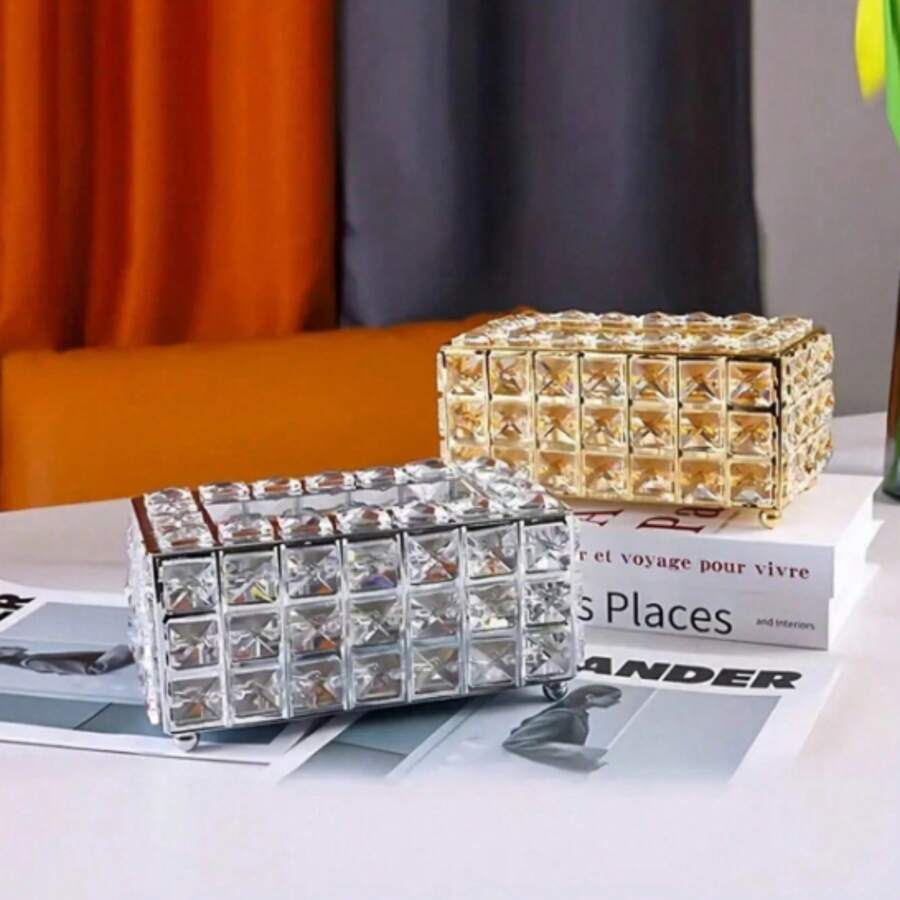 1 pieza, Caja de pañuelos de cristal, Caja de pañuelos elegante, Decoración del hogar como regalo, Decoración para tocador, dormitorio, mesa de comedor