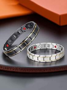 1 pièce Bracelet métallique magnétique à la mode et polyvalent pour hommes