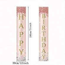 1 对，甜美玫瑰金生日快乐门横幅，适合女性、女孩和特殊场合的门廊标志，以时尚的方式庆祝 16、21 和 30 岁 - 粉色 - 查看 3