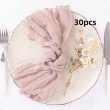 6/12/18/24/30pcs Set Balinese Sheer Coffee Color Napkins, 19.7 X 19.7 Inch Square Romantic Boho Style Transparent Napkins For Gift, Decoration, Vintage Bridal Shower, Birthday Party, Holiday Table Centerpiece (Multi-Color Options)