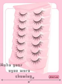 7 Pairs 3D Natural Looking Cluster False Eyelashes, Short Stalk Transparent Lashes With Manga Eye Effect For Cartoon Style Eye Makeup - Spiky Manga Lashes - View 4
