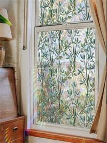 1roll 3D Stained Glass Privacy Window Film Rainbow Green Leaves Glass Door Film Static Cling Window Cling Covering Tint Anti UV Heat Control For Home And Office Room Decor Home Decor Wall Decor Bathroom Decor Bedroom Decor Room Decoration Stuff Living Room Decor House Decor Home Decor Living Room Wall Art Wall Paper Stickers