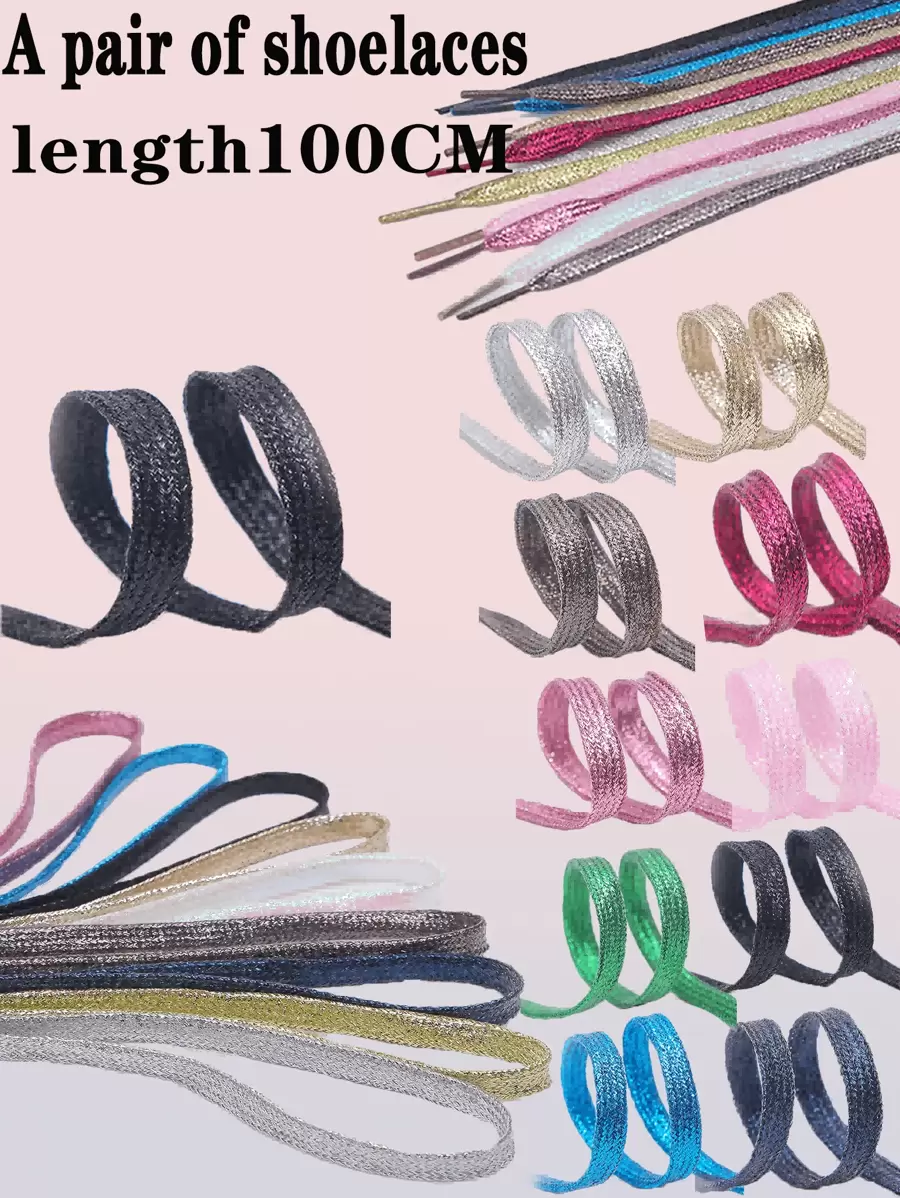 1 Pair Round Black Shoelaces Suitable For Casual Shoes, Sports Shoes, Canvas Shoes, Basketball Shoes, Outdoor Shoes - Multicolor - View 1