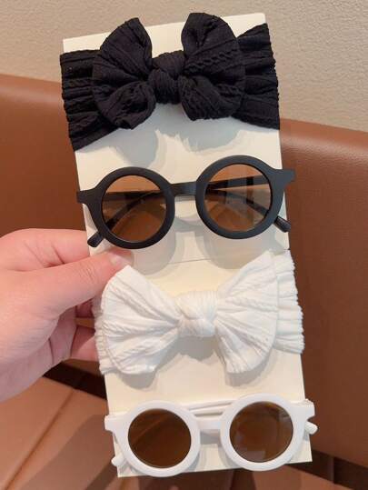 Set de 2/4 piezas de nuevas diademas de lazo de unicolor para niñas y niños, 2 estilos, accesorios de moda para el cabello de niños, solo tarjeta de muestra, no se envía