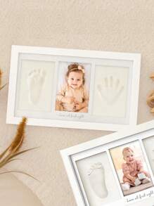 1 件婴儿手印和脚印套件 - 粘土手印纪念相框、新生儿育儿室相框、个性化新妈妈礼物，适合婴儿洗礼和登记（白色） - 彩色 - 查看 5