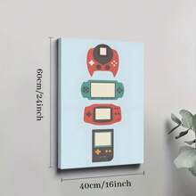 1 Pc Framed Handheld Game Console Retro Style Wall Art Textured Canvas Poster Painting Wall Decor For Bedroom Living Room, Ready To Hang - Multicolor - View 9