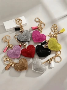 1 Stück wunderschöner Strass-Herzen-förmiger einfarbiger Dekorations-Schlüsselanhänger für Handy, kleine und leichte Modemetall-Taschenpendants, Reiseaccessoirs mit Metallaufhängehaken, Autoschlüsselanhänger, dekorative Geschenke für Mutter, Familie, Freunde, Geburtstag, Feiertage, Handy-Anhänger