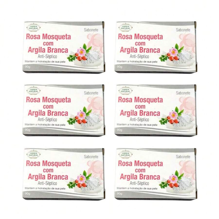 KIT 6 Natural Antiseptic Rosehip Handmade Facial Soap With White Clay 90g - Lianda - 粉色 - 查看 1
