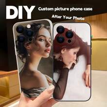 1 pieza Funda protectora de teléfono personalizada de TPU en color negro, blanco y morado compatible con modelos de /Galaxy, elegante, colorida, vintage, linda, personalizada, ideal como regalo para él, ella, novio, novia, familia, amigos, abuelos, pareja, para aniversarios, para cumpleaños