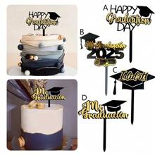 1 pieza/3 piezas/5 piezas Decoración para tarta de graduación Clase de 2025 para fiesta de graduación, decoraciones DIY para tartas y postres - Multicolor - Ver 1