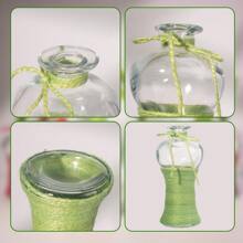 2 piezas Jarrón de vidrio hecho a mano y colorido de cuerda, jarrón de flores rústico mini, jarrón decorativo de escritorio, difusor de aromaterapia