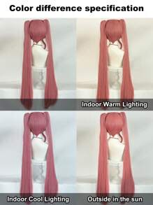 合成发双马尾辫角色扮演假发超长直发白色双爪夹式马尾辫角色扮演假发洛丽塔假发双马尾辫编织假发带刘海无胶耐热纤维发高密度自然假发女士装扮假发动漫漫画卡通服装角色扮演假发万圣节派对超长双辫角色扮演假发成人装扮假发节日礼物 - 粉色 - 查看 7