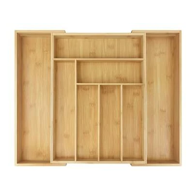 Vandise Cutlery Tray Bamboo Drawer Organiser Expandable From 32 X 43cm To 52 X 43cm, 5cm Depth, Waterproof Utensil Holder 6 To 8 Separate Slots For Kitchen, Bedroom, Office Cutlery Drawer Organiser, Expandable Utensil Tray For Kitchen, Adjustable Wood Flatware Holder, Drawer Organiser Trays, Compact Storage For Spoons Forks Knives, 20.5"W X 17"W X 2"H  Cutlery Tray Drawer Organiser Rack 6-8 Compartment Holder Knife And Fork Drawer Organiser, Expandable Kitchen Cutlery Trays, Adjustable Large Utensil Drawer Organiser