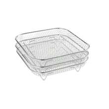 Stainless Steel Air Fryer Accessories Set - Stackable Baking Pan And Cooling Rack Basket Set, Baking Utensils, Oven & Air Fryer Friendly Cooking Trays, Multiple Styles Available, Perfect For Healthy Holiday Baking