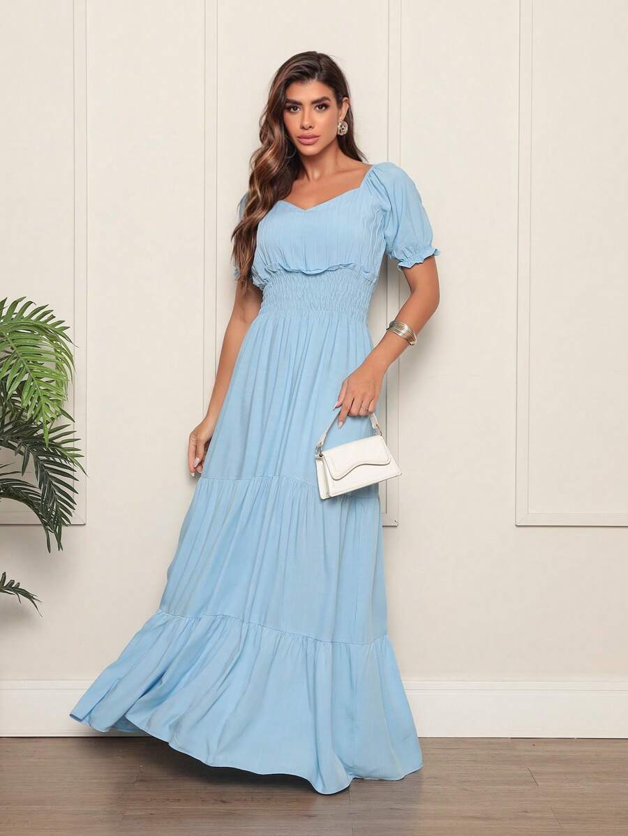 Women's Long Elastic Dress - Celeste - Ver 1