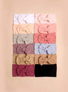 12 件装婴儿蝴蝶结装饰纯色聚酰胺发带爱心情人节 - 彩色 - 查看 5