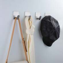 4pcs Adhesive Hooks, Coat Hooks, Bathroom Hangers, Hooks, No Drill Wall Hooks, Stainless Steel Bathroom Towel Hooks, Adhesive Metal Hooks, Sticky Towel Hooks, Stainless Steel Bathroom Hanging Hooks, Small Wall Hangers For Bathroom - Multicolor - View 9