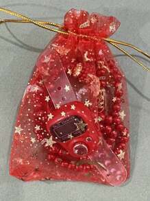 1个手持式环形计数器，配有99颗珠子，礼品袋包装，斋月礼物，适用于祈祷、礼拜、运动计数