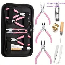 8pcs/1set, 2pcs/1set Premium Plier Tool Kit For DIY, Contains 3 Multi-Functional Pliers, 2 Tweezers, 1 Awl, 1 U-Shaped Scissors, 1 Open Ring, Suitable For Beginners And Experts, Convenient Home Essential (3 Pliers In Pink/Purple Or Pink And Blue)