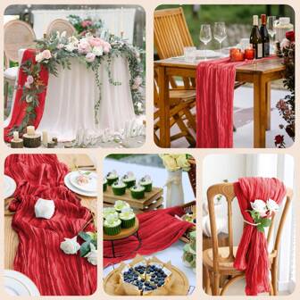 2pcs Boho Cheese Printed Sheer Tablecloth, 35 Inch (88.9cm) And 118 Inch (300cm) Long Cheese Cloth Fabric For Shower, Wedding, Bride, Birthday, Party Decoration