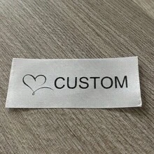 Custom Printed 50-200PCS Satin Care Labels,White Labels Black Print Straight Cut No Folds,Personalized Clothing Sewing Labels Clothes Washable Label, Men's And Women's Clothing Collar,Name Fabric White Tags With Multicolor Design, Exquisite Embroidered Personalized Handmade Tags For Clothing, Bags, Dress, T-Shirt, Hat, Scarf ,School Uniforms, Bed Sheets, Hats, Socks, School Bags, Etc. - White - View 9