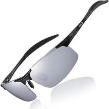 DUCO Mens Sports Polarized  UV Protection  For Men 8177s - Black Frame Revo Silver Lens - View 1