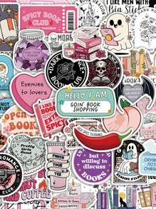 SCXXBSW 50 sztuk romantycznych, kreatywnych naklejek do czytania z kreskówek DIY, wodoodporne naklejki na bagaż i notes z gitarą