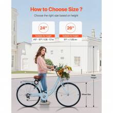 Cruiser Bike, 1 Or 7-Speed, 24 Or 26-Inch Light Blue Or Pink Beach Cruiser Bike With Large Capacity Basket And Rear Rack, Secure & Sturdy Cruiser Bike With Adjustable Seat, Fits For Cycling, Exercise & Shopping - 7-speed 26-inch Light Blue - View 3
