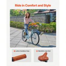 Cruiser Bike, 1 Or 7-Speed, 24 Or 26-Inch Light Blue Or Pink Beach Cruiser Bike With Large Capacity Basket And Rear Rack, Secure & Sturdy Cruiser Bike With Adjustable Seat, Fits For Cycling, Exercise & Shopping - 7-speed 26-inch Light Blue - View 2