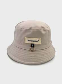 1pc Unisex "How Do You Do" Letter Patch Bucket Hat, Versatile For Spring & Summer Outdoor, UV Protection, Student, Couple, Casual Sun Hat