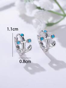 A Set Of Unique Appealing Blue Turquoise Anchor Shaped Hoop Earrings For Women, Fashion Party Birthday Gift