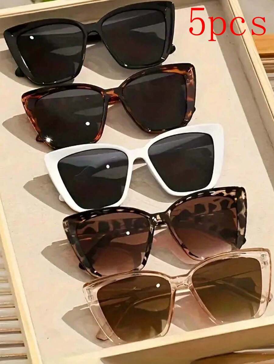 5pcs/3pcs/1pc Girls Fashion Items For Vacation And Travel, Must-Have Beach And Street Wear For Taking Photos, Personalized All-Match Large Square Frame For Girls - Multicolor - View 1