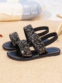 Nuevas sandalias de moda para niños en verano, diseño con lentejuelas, adecuadas para usar en la playa, antideslizantes y versátiles