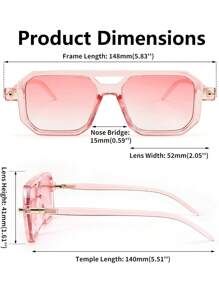 Vintage Square 70s Flat Aviator Fashion Glasses Women Men Classic Retro Stylish Frame Glasses ,Vacation Gift Party Driving Outfit Matching, Suitable For Various Face Shapes To Participate In Different Occasions.CK2622 - 010 Tròng kính trong suốt màu hồng và màu hồng chuyển sắc - Xem 7